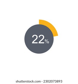 22% percentage infographic circle icons,22 percents pie chart infographic elements for Illustration, business, web design.