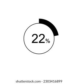 22% percentage infographic circle icons,22 percents pie chart infographic elements for Illustration, business, web design.