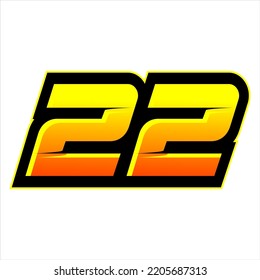 22 RACING NUMBER ORANGE YELLOW GRADIENT