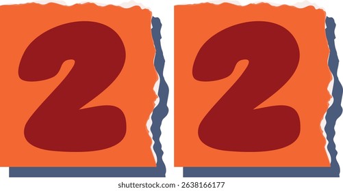 22 Retro torn paper number Design art