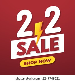 2-2 Sale Banner. World Biggest Shopping Festival Big Sale 2-2 Abstract Modern Banner Design Vector Editable Template.