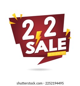 2-2 Sale Banner. World Biggest Shopping Festival Big Sale 2-2 Abstract Modern Banner Design Vector Editable Template.