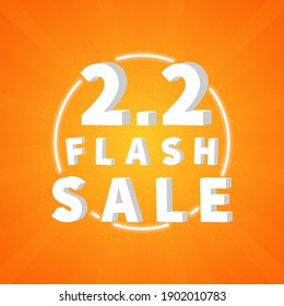 2.2 sale discount banner promotion. Trendy design template for advertisement, social, business, fashion ads, etc. Vector illustration.