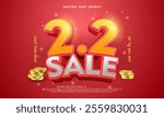 2.2 sales banner event. Biggest sales world festival 2.2, Editable text abstract modern banner design vector template