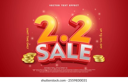 2.2 sales banner event. Biggest sales world festival 2.2, Editable text abstract modern banner design vector template