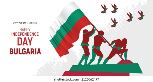 22 September Bulgaria Independence Day concept. Soldier Hand Holding Bulgaria Flag Vector Illustaration Design