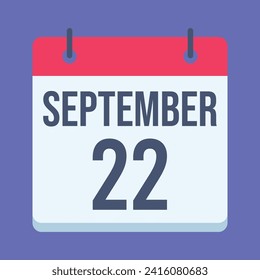 22 September Calendar. Blue Background. Vector Calendar.
