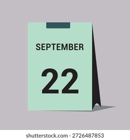 22 september calendar date icon minimal desk calendar vector illustration