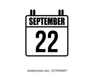 22 September calendar. Simple calendar page for the month of September. Black vector on white background.