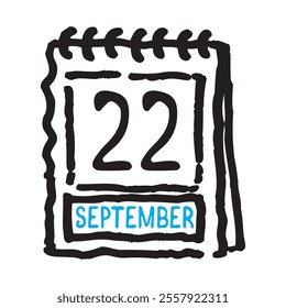 22 September date calendar - A simple yet elegant line art illustration of a date calendar captures the essence of organization and timekeeping. The clean lines and minimalistic design 