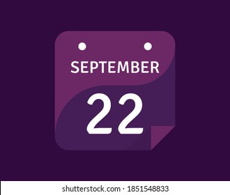 Icono del 22 de septiembre Icono Calendario único Día Ilustración vectorial 