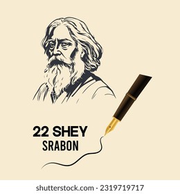 22 Shey Srabon, Rabindranath Tagore, Srabon Rabindranath. bangla text