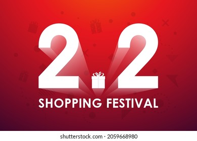 2.2 Shopping festival, Speech marketing banner design on red background. Vector illustration