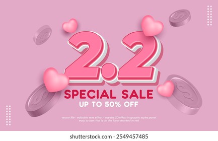 2.2 Special sale promotion, Alphabet 3d text effect, Discount shopping sale