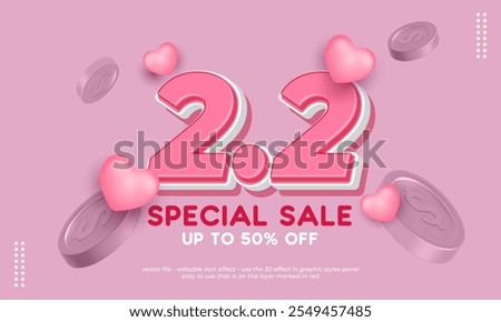 2.2 Special sale promotion, Alphabet 3d text effect, Discount shopping sale