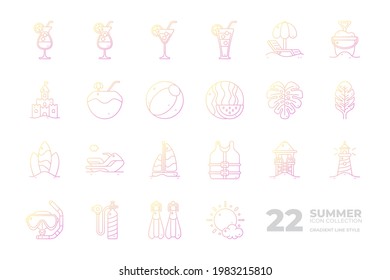 22 Summer Icon in  Color Outline Style