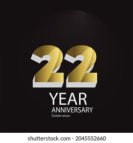 22 th anniversary event party. Vector illustration. numbers template for Celebrating.