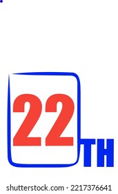 22 th Ordinal Numbers counting vector art illustration with fantastic font and blue red color - 22 th anniversary - happy birthday