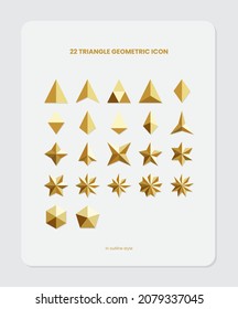 22 Triangle Geometric icon collection in flat style