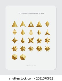 22 Colección de iconos geométricos triangulares en estilo plano gradiente
