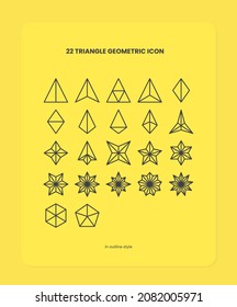 22 Sammlung geometrischer Triangle-Symbole im Rahmenstil