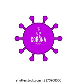 22% vector sign symbol in the form of virus illustration, corona outbreak diagnosis stamp, isolated on white background