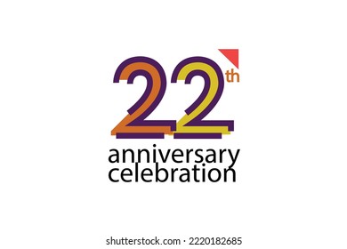 22 year anniversary celebration abstract style logotype. anniversary with purple, yellow, orange color isolated on white background, vector design for celebration, invitation, greeting card - Vector