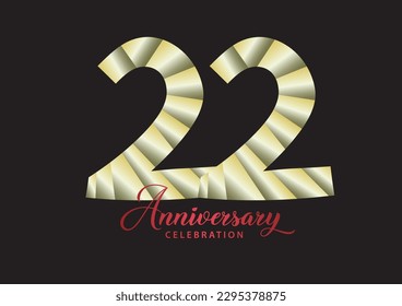 22 year anniversary celebration logotype vector, 22 number design, 22th Birthday invitation, anniversary logo template, logo number design vector, calligraphy font, typography logo, vector design