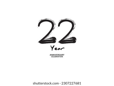 22 year anniversary celebration logotype on white background for poster, banner, flyer, invitations or greeting card, 22 number logo design, 22th Birthday invitation, anniversary vector template