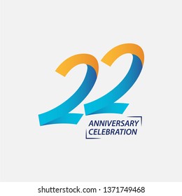 22 Year Anniversary Celebration Vector Template Design Illustration