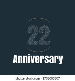 22 year anniversary celebration, vector design for celebrations, invitation cards and greeting cards