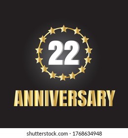 22 year anniversary celebration, vector design for celebrations, invitation cards and greeting cards