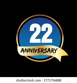 22 year anniversary celebration, vector design for celebrations, invitation cards and greeting cards