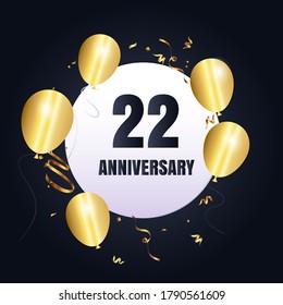 22 year anniversary celebration, vector design for celebrations, invitation cards and greeting cards