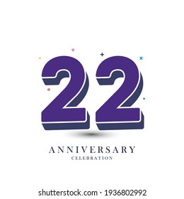 22 Year Anniversary Celebration Vector Template Design Illustration