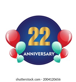 22 year anniversary celebration, vector design for celebrations, invitation cards and greeting cards