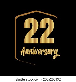 22 year anniversary celebration, vector design for celebrations, invitation cards and greeting cards