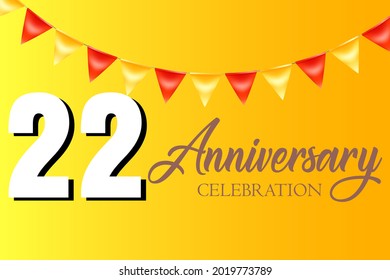 22 year anniversary celebration, vector design for celebrations, invitation cards and greeting cards