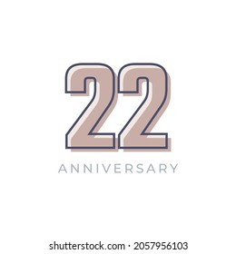 22 Year Anniversary Celebration Vector. Happy Anniversary Greeting Celebrates Template Design Illustration