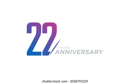 22 Year Anniversary Celebration Vector. Happy Anniversary Greeting Celebrates Template Design Illustration