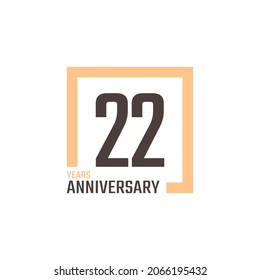 22 Year Anniversary Celebration Vector with Square Shape. Happy Anniversary Greeting Celebrates Template Design Illustration