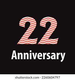 22 year anniversary celebration, vector design for celebrations, invitation cards and greeting cards