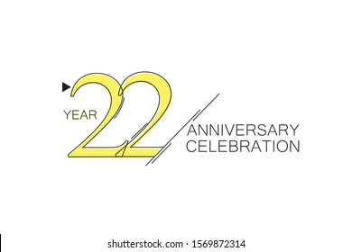 22 year Anniversary comical look, simple line art, Sleek and Clean Design for greeting card, invitation card - Vector