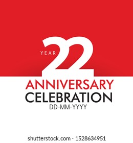 22 Year Anniversary Concept Red Color and White - Vector