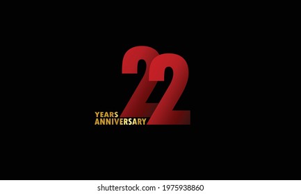 22 year anniversary red color, minimalist logo years, jubilee, greeting card. invitation on Grey background - Vector