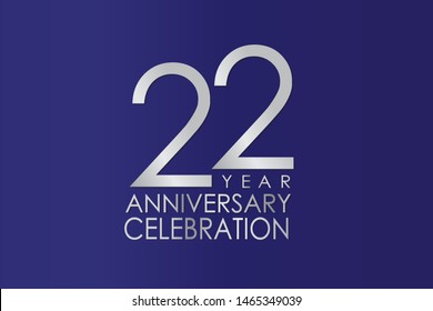 22 Year Anniversary Silver Color on Blue Background, For Invitation, banner, ads, greeting card - Vector