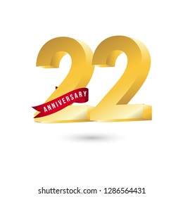 22 Year Anniversary Vector Template Design Illustration