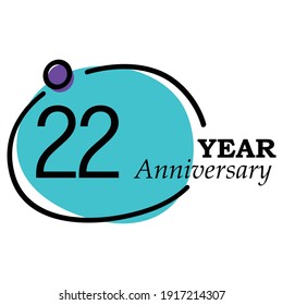 Diseño de plantilla vectorial de 22 años Ilustración Círculo azul Fondo blanco