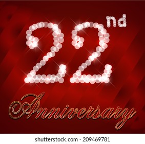 22 year happy birthday card, 22nd anniversary sparkles - vector EPS10
