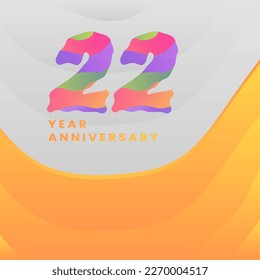 22 Years Anniversary Celebration. Abstract numbers with colorful templates. eps 10.